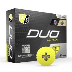 Wilson Staff Duo Optix NFL Team Licensed Golf Balls - Matte Yellow -Boutique Golf Store 85a806cf2c4ed7b260fc5c4517f3dd9d17847761 WGWP502NO 9 Duo Optix Box RT Hero NFL NewOrleans Lockup YE