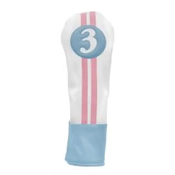 Sahara Retro Vintage #3 Fairway Wood Headcovers -Boutique Golf Store Blue White Pink 3 Wood
