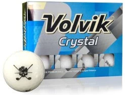 CaddiesShack Custom Jolly Rogers Skull & Crossbones Volvik Crystal Golf Balls -Boutique Golf Store Crystal White Logo Box