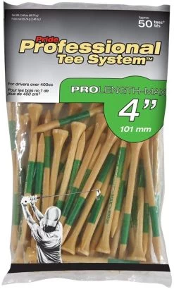 Pride Professional Tee System ProLength Golf Tees 40 Pride Professional Tee System ProLength Golf Tees -Boutique Golf Store PTS ProLength Natural Wood Green 4 50ct