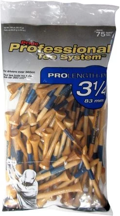 Pride Professional Tee System ProLength Golf Tees 34 Pride Professional Tee System ProLength Golf Tees -Boutique Golf Store PTS ProLength Natural Wood Yellow 3.25 75ct