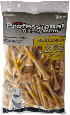 Pride Professional Tee System ProLength Golf Tees 28 Pride Professional Tee System ProLength Golf Tees -Boutique Golf Store PTS ProLength Natural Yellow 2.75 100
