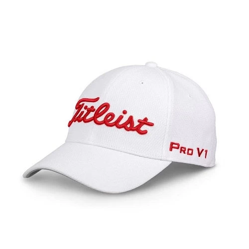 Titleist Golf Tour Elite Fitted Hat - White/Red 3 Titleist Golf Tour Elite Fitted Hat - White/Red