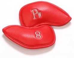 Volf Golf Red Synthetic Leather Iron Covers Set -Boutique Golf Store VolfGolfHeadcover RedLeatherIrons2