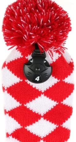 Volf Golf Knit Red White Diamond Headcover Set -Boutique Golf Store VolfGolfHeadcovers KnitRedSet3