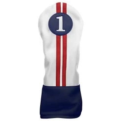 Sahara Retro Vintage Driver Headcovers -Boutique Golf Store drv hc red white blue