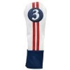 Sahara Retro Vintage #3 Fairway Wood Headcovers 1 Sahara Retro Vintage #3 Fairway Wood Headcovers -Boutique Golf Store fw 3 hc red white blue